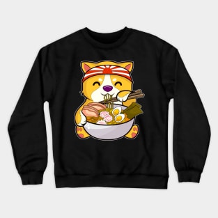 Kawaii Dog Ramen Bowl Funny Anime Noodles Puppy Crewneck Sweatshirt